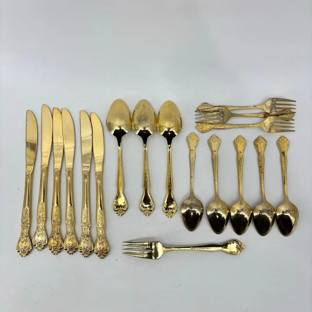Rogers Stainless Steel Gold Tone Flatware Repurpose DIY Crafting